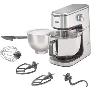 Bild für AEG KM 7300 Küchenmaschine (2x Edelstahl-Rührschüsseln, inkl. Zubehör, integriertes Kabelfach, 1,4 PS, 10 Geschwindigkeitsstufen, LED-Licht, Voll-Metall-Gehäuse, für Brotteig, gebürstetes Edelstahl)