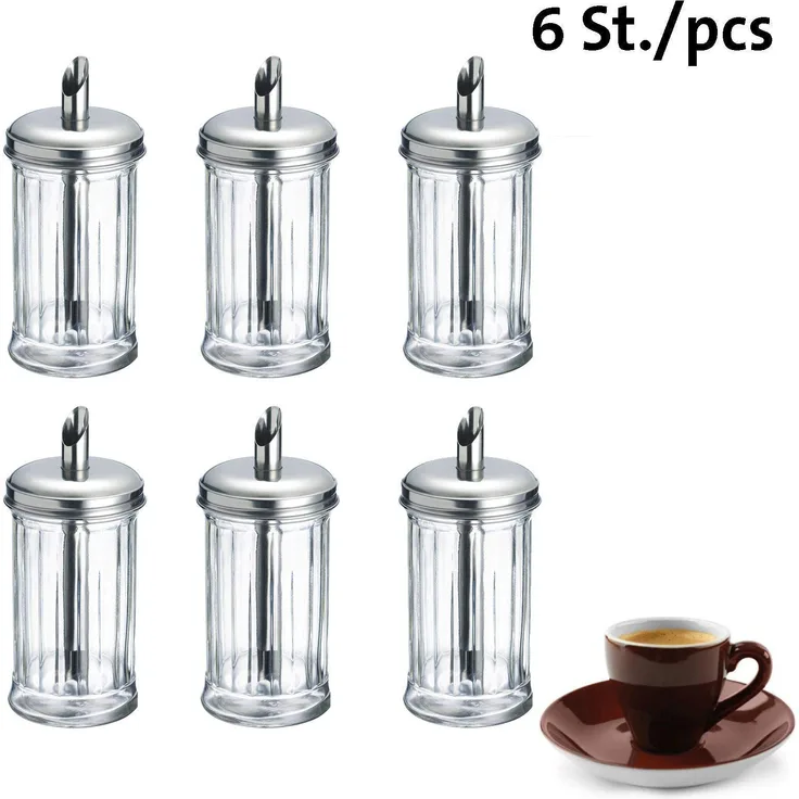Westmark Zuckerdosierer, 6 Stück, Fassungsvermögen: je 300 ml, Glas,Rostfreier Edelstahl, New York, 652422E2