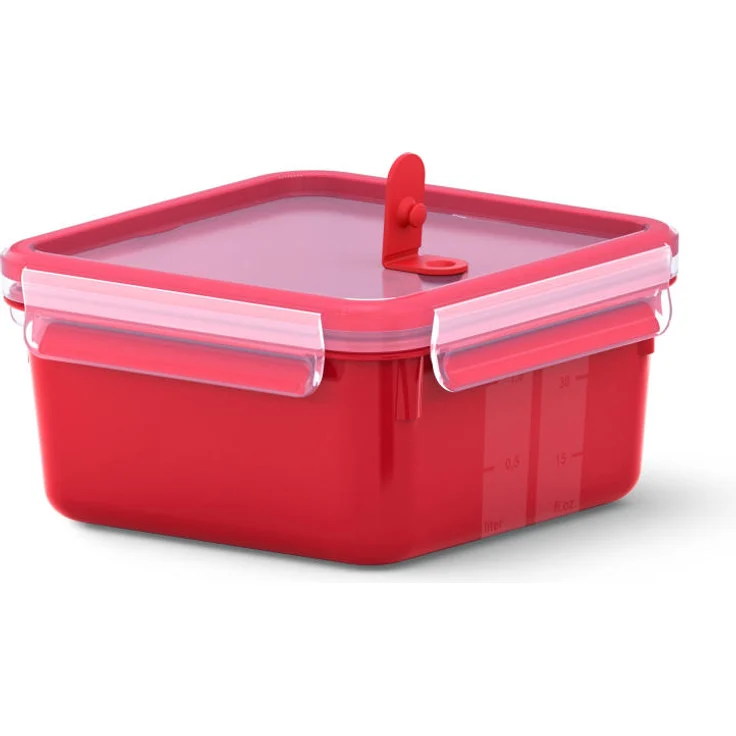 Emsa N10604 Clip & Micro Mikrowellendose mit Ventil | 1,3 Liter | BPA-Frei | Made in Germany | 100% dicht | spülmaschinenfest | Mikrowellen- und Gefriergeeignet | Rot