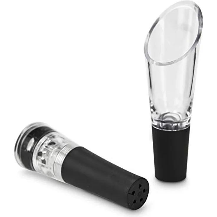 ROMINOX Geschenkartikel Weinbelüfter-Set -- Bottle Air – Weinzubehör-Set, 3-teilig, Pfiffiger Vakuum-Pump-Verschluss und praktischer Dekantierausgießer in Geschenkbox, Maße: ca. 3 x 3 x 9.5 cm