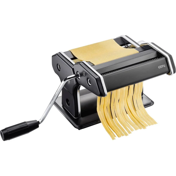 GEFU 89426 Pasta Perfetta Pastamaschine schwarz matt inkl. Aufsatz für Lasagne, Tagliolini, Tagliatelle & Tischklemme – Bild 3