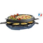Tefal Raclette Colormania 3-in-1 Raclette für Grill und Crêpe, Antihaftbeschichtung, Easy Plus, 8 Schälchen, spülmaschinenfest, 1050 W, Stahlblau RE310401