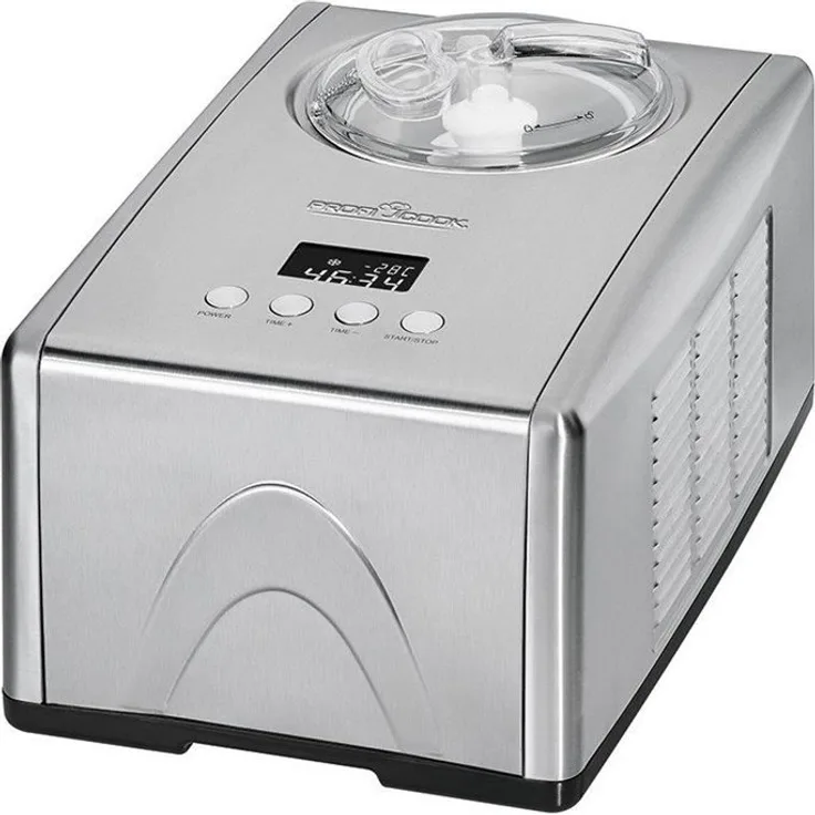 Profi Cook PC-ICM 1091 Eismaschine (3 in 1 für Speiseeis, Frozen Joghurt und Sorbet, Kompressor-Kühlung, LCD-Display, für bis zu 1,5 l Speiseeis) edelstahl