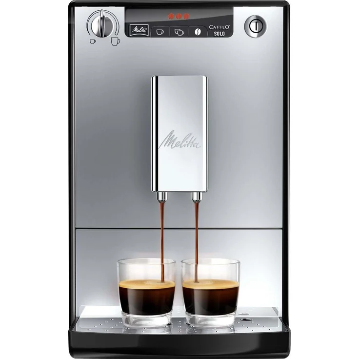 Melitta Caffeo Solo E950-103 Kaffeevollautomat mit Vorbrühfunktion und integriertem Mahlwerk , 15 Bar, LED-Display, höhenverstellbarer Kaffeeauslauf, herausnehmbare Brühgruppe, silber – Bild 1