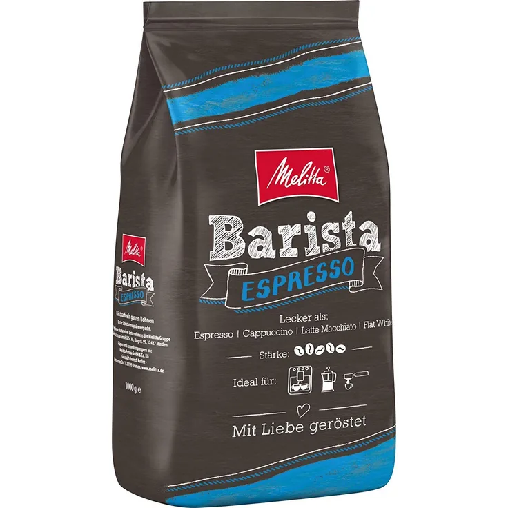 Melitta Ganze Kaffeebohnen, kraftvoll und würzig, Stärke 5, Barista Espresso, 1kg