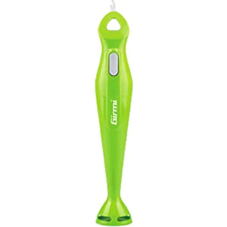 GIRMI MX0103 Stabmixer Gruen 170W Puls Option 4 Edelstahlklingen Befestigungshaken einfache Bedienung 65x65x375mm AC 230V 50Hz