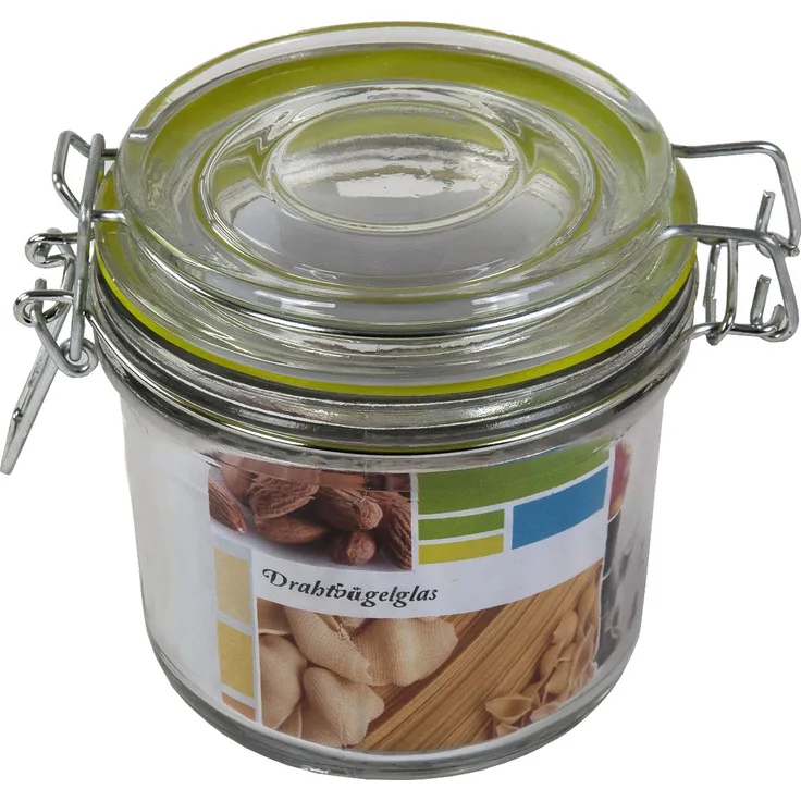 Drahtbügelglas 350ml Einmachgläser Einweckglas Vorratsglas Marmeladengläser Dichtring grün