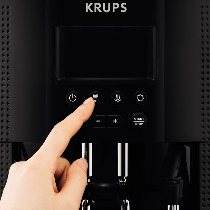 Krups Arabica Display EA8150 Kaffeevollautomat mit integriertem Mahlwerk, 1450 Watt, integrierte Reinigungsprogramme, Memory-Funktion, schwarz – Bild 4