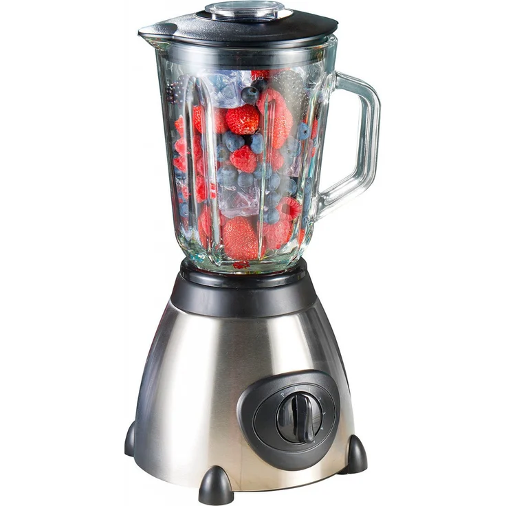 Rosenstein & Söhne Standmixer, Glas, 600W, 1,5 Liter, 5 Geschwindigkeiten, Pulse-Funktion, silber, schwarz – Bild 1
