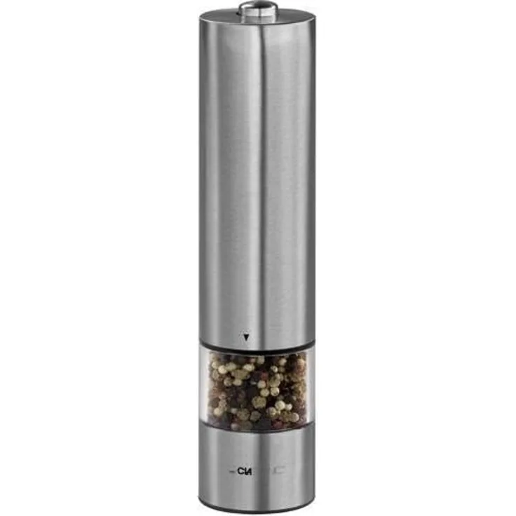 Clatronic Pfeffer--Salzmühle PSM 3004 N, Edelstahl-Gehäuse, verstellbares Keramik-Mahlwerk, einfaches Nachfüllen, inkl. Licht