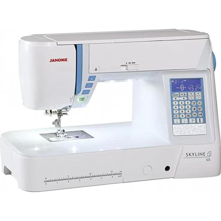 Janome Skyline S5  170 Nähprogramme Knopflochautomatik Nadeleinfädler Computer-Nähmaschine, weiß