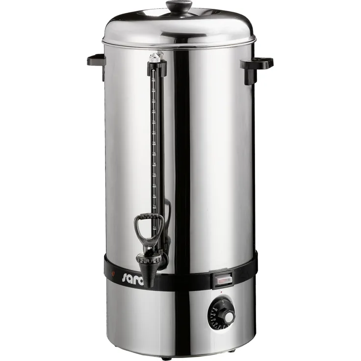 Saro 317-2000 Glühwein- und Heißwasserkessel Modell Hot Drink für Erhitzen und Warmhalten von Glühwein, Wasser, Kaffee, Tee 19 L, 2400 W, Überhitzungsschutz, stufenlos einstellbar, Edelstahl silber