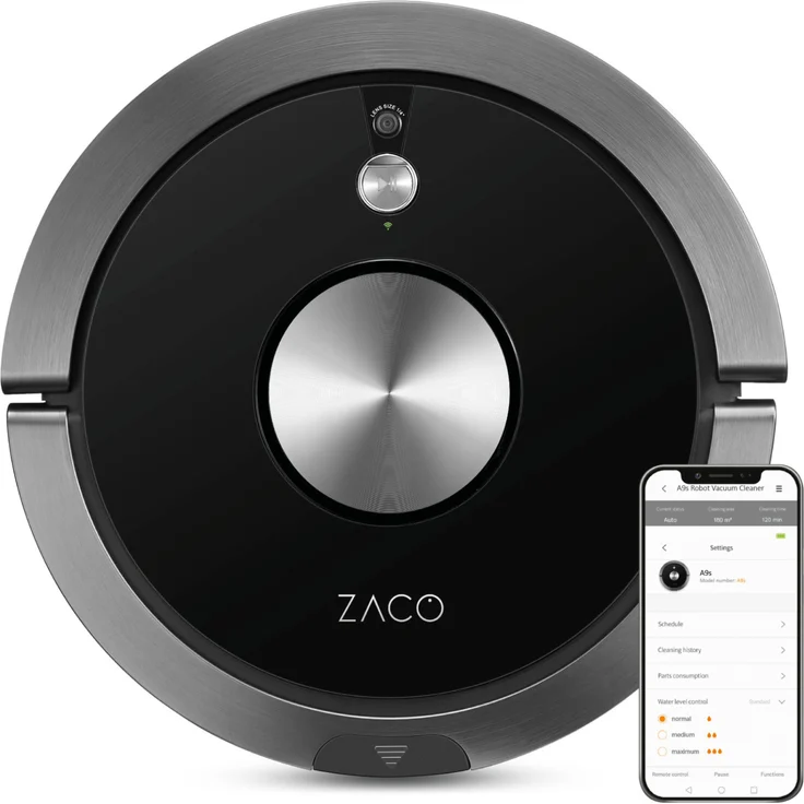 Zaco A9s Saugroboter mit Wischfunktion, 120 min Akkubetrieb, App- und Sprachsteuerung, Absturzsensoren, schwarz – Bild 7