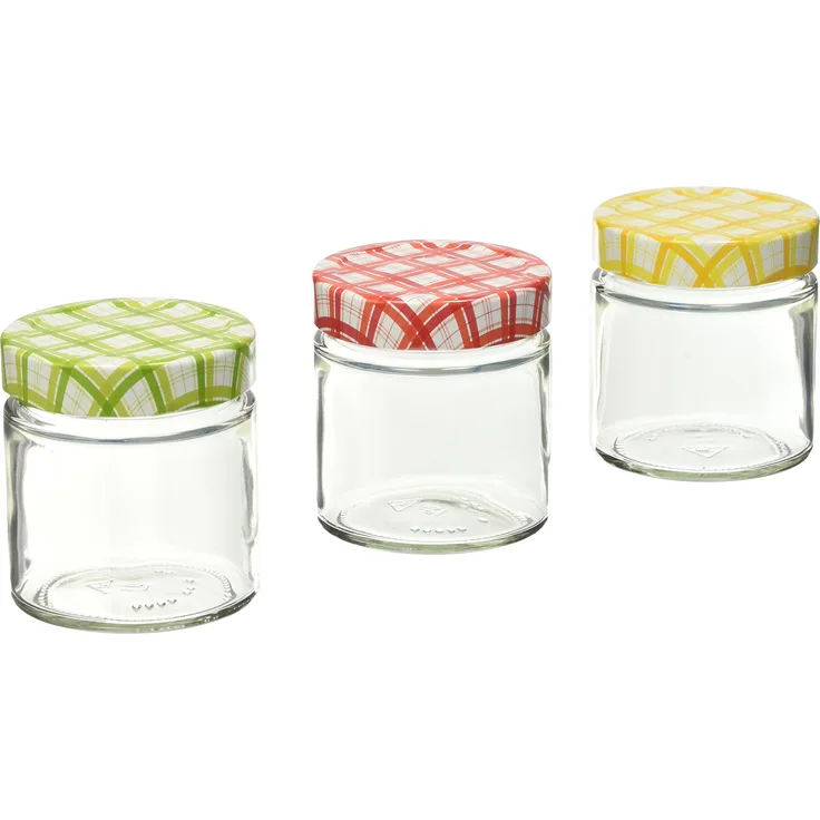 Tescoma 895112 - Einmachglas 200 ml, transparent-mit Buntem Deckel, 6 Stück