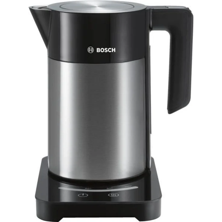 Bosch TWK7203 kabelloser Wasserkocher, Abschaltautomatik, Überhitzungsschutz, 7 Temperatureinstellungen, Warmhaltefunktion, 1,7 L, 2200 W, schwarz – Bild 1