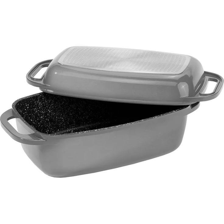 STONELINE Bräter 40 x 22 cm, mit Aluguss-Deckel, induktionsgeeignet, Deckel als Auflaufform verwendbar – Bild 1