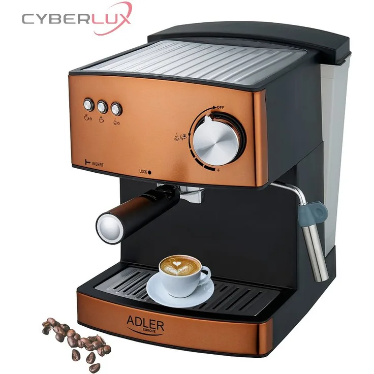 Adler AD 4404cr cafetera espresso Espressokocher, 850, Aluminium, Gold