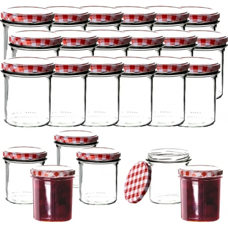 Thats Shopping 24x Einmachgläser 350 ml für Pasteurisierung TO 82 Marmelade