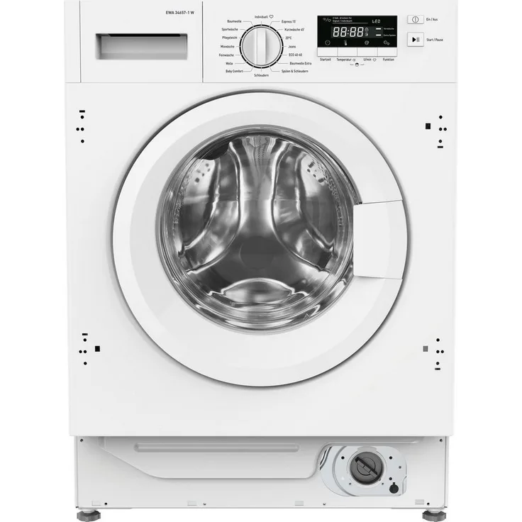 Amica EWA 34657-1 W, Frontlader-Waschmaschine, B, Fassungsvermögen 8 kg, Einbaugerät, Breite 59,5 cm, Aquastop, Mengenautomatik