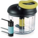 Tefal K13212 Ingenio 5-Sekunden-Zerkleinerer ohne Strom, inkl. Eiscrusher, Fassungsvermögen: 900 ml, Universalzerkleinerer für Gemüse, Obst, Zwiebeln, Nüsse, Knoblauch, Babynahrung, schwarz-grün