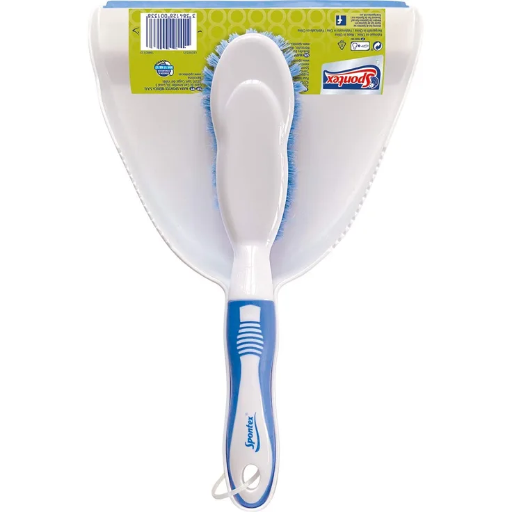 Spontex Kehrset, Handfeger mit feinen Borsten und Schaufel mit Gummilippe, ergonomischer Griff, effiziente und schnelle Reinigung, 1 Set