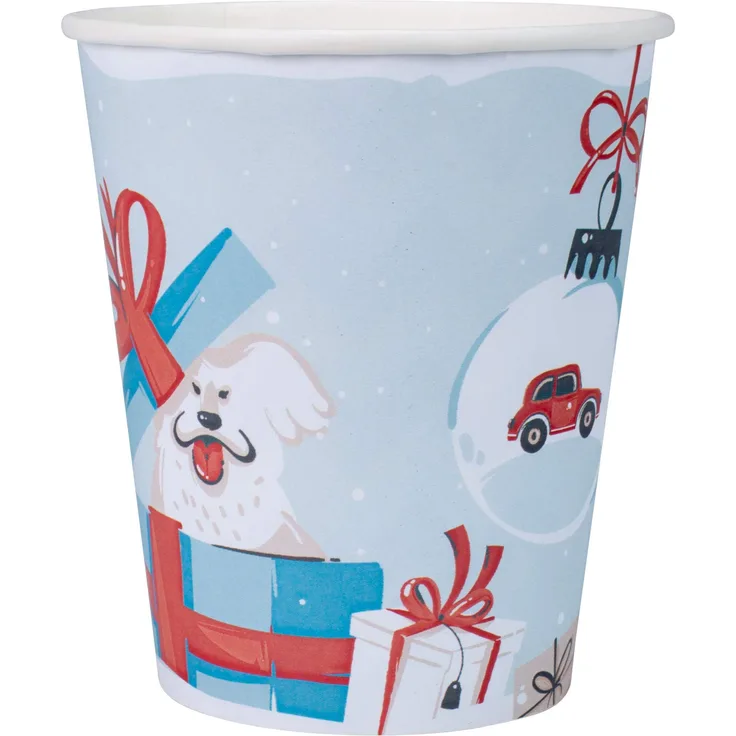 wellsamed 151276 1000 Stück wellsacup Weihnachtsbecher Einwegbecher Pappbecher Trinkbecher Papierbecher Einweg Papier 0,18 Liter Becher Sonderedition: Weihnachten, Weihnachtsmotiv, Polymerbeschichtet