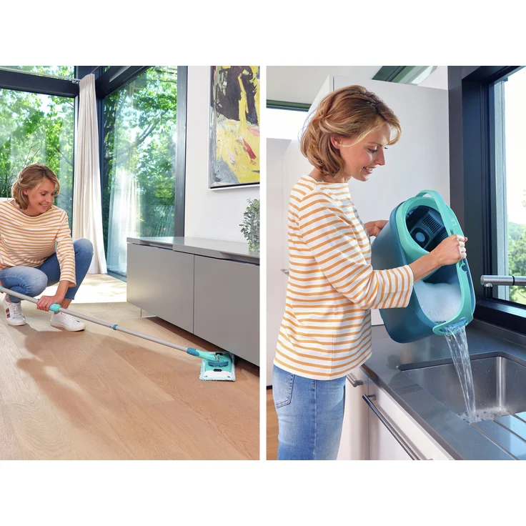 Leifheit Set Clean Twist M Ergo, Bodenwischer-Set, inkl. 6 L Eimer mit Schleudersieb, Teleskopstiel & Wischbezug super soft (52120) – Bild 5