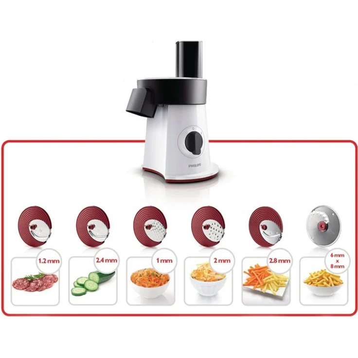 Philips HR1388-80 Salatzubereiter und Zerkleinerer (6 Edelstahl-Scheibeneinsätze) – Bild 5