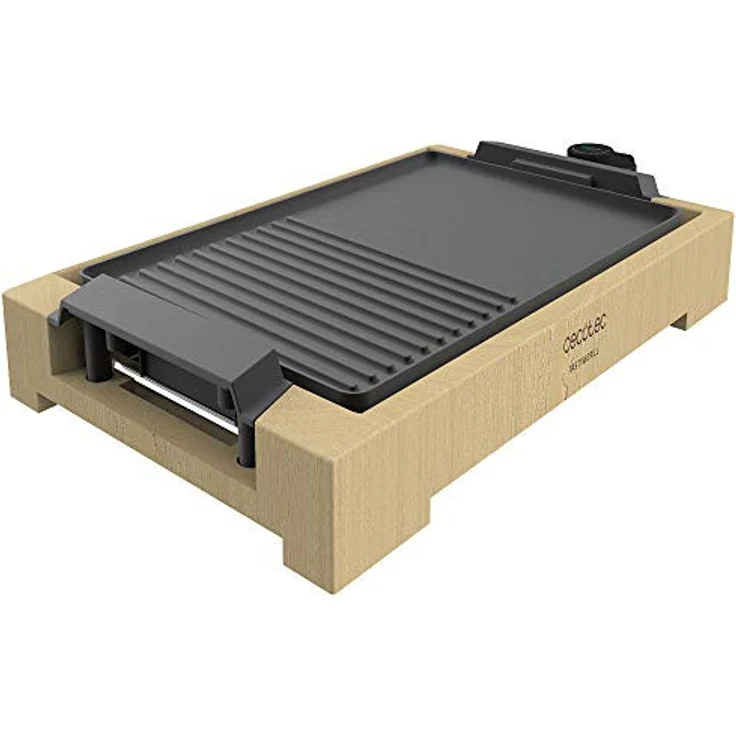 Cecotec Tasty & Grill 2000 Bamboo, Tischgrill, 2000W, Bambusrahmen einstellbarer Thermostat