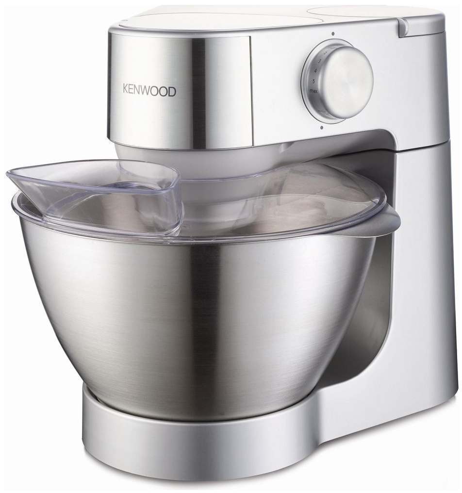 Kenwood KM 244 Prospero Küchenmaschine mit Planetenrührwerk, 900W, 4,3L Schüssel, inkl. Patisserie-Set, Entsafteraufsatz, Standmixeraufsatz, Zitruspressenaufsatz, silber, Serie: Prospero