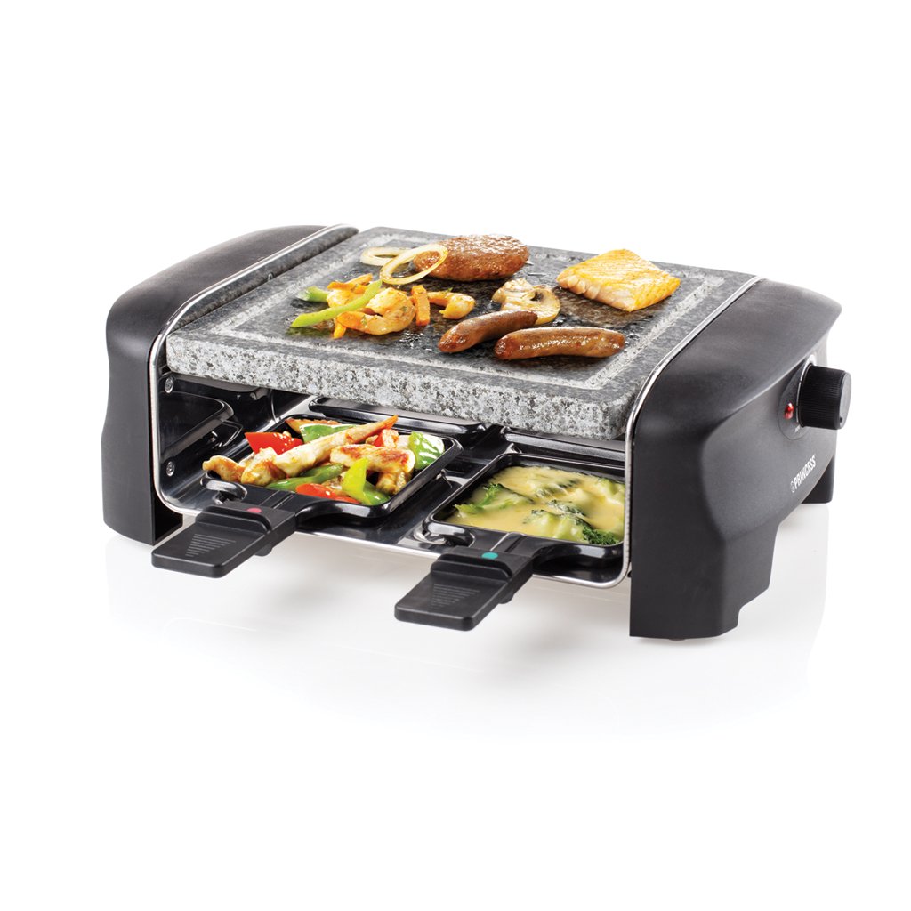 Princess Raclette Grill für bis zu 4 Personen - mit Steingrill und regelbarer Heizstufen, 162810