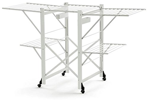 ARREDAMENTIITALIA Arredamenti Italia Wäscheständer GABBIANO, Holz - Zusammenklappbar - Ausziehbar - 30 mt Leine - Farbe: Weiß AR-It il Cuore del Legno