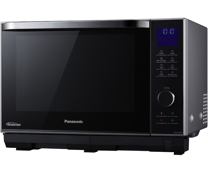 Panasonic NN-DS596MEPG Inverter Mikrowelle mit Grill und Heißluft, Standgerät, 1000 Watt, Dampfgarer, 27 Liter Garraum, edelstahl-schwarz