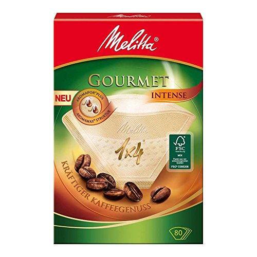Melitta 1x4 Gourmet Filtertüten, Intense, Aromamax Struktur, Naturbraun, (1 x 80 Stück)