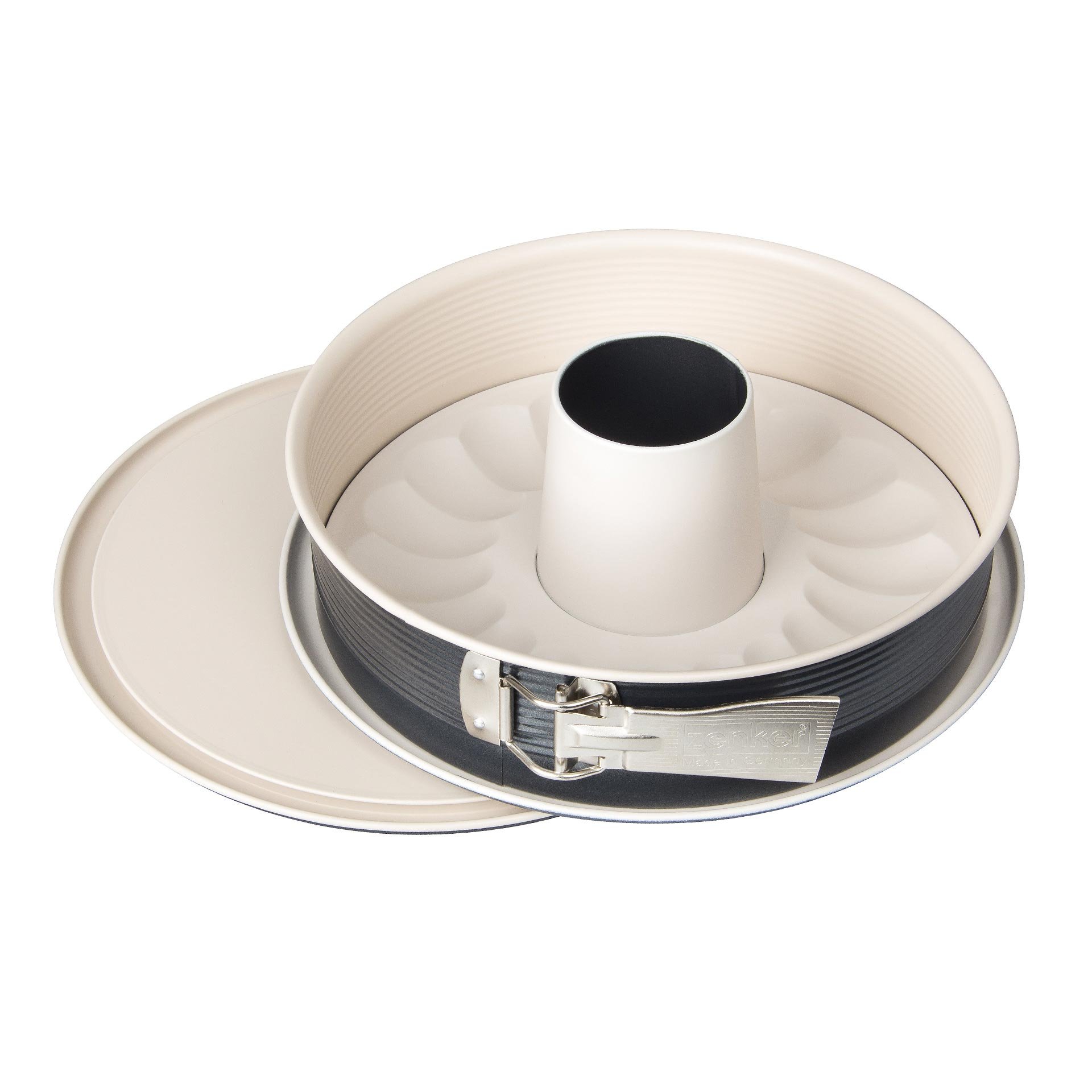 Zenker 7813 Springform Crème Noir mit 2 Böden, Durchmesser 29 cm, Edelstahl, grau - beige, 28 x 28 x 7 cm