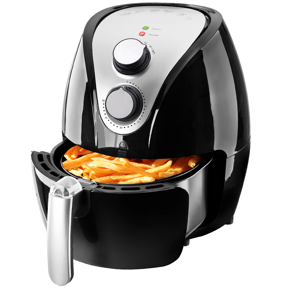 Monzana Heißluftfritteuse, 1500W, 3,6 L mit Rezeptheft, Kunststoff, Schwarz