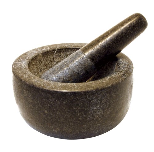 JADE TEMPLE Steinmörser mit Stößel im Set, effektives und einfaches mörsern, aus massivem Granit mit 14 cm Durchmesser und 7,7 cm Höhe