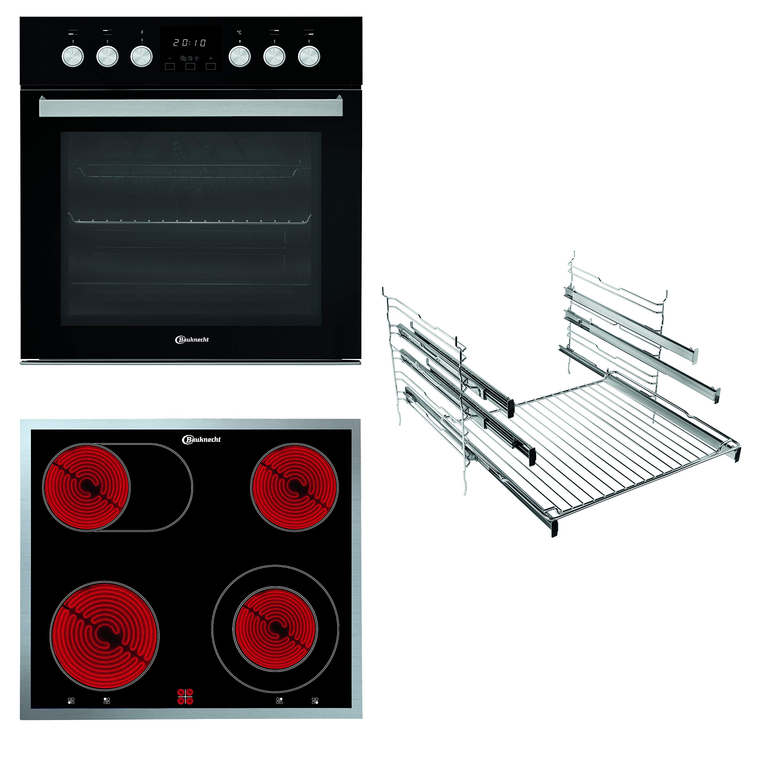 Bauknecht HEKO H500 Herd-Kochfeld KombinationGlaskeramik-Kochfeld (60 cm) Hydrolyse-SelbstreinigungssystemPowerHeißluftBackauszug mit 3 Ebenen