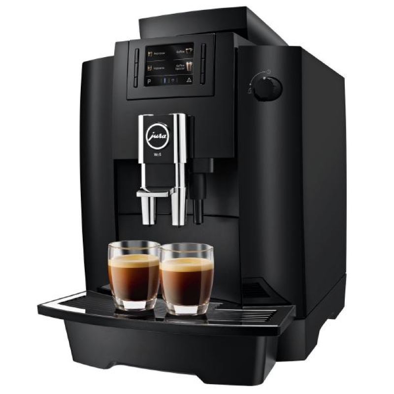 Jura WE6 15114 Kaffeevollautomat mit integriertem Mahlwerk, Memory-Funktion, Zeitschaltuhr, 1450 Watt, schwarz