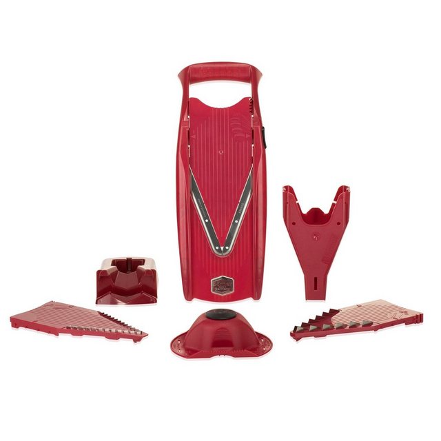 Börner Gemüsehobel V5 PowerLine Profi Set, Kunststoff, mit 2 Messereinschüben und Dockingstation rot