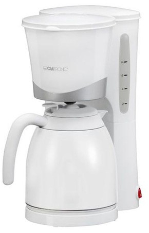 Clatronic Thermo-Kaffeemaschine KA 3327, für 8 - 10 Tassen (ca. 1 Liter), mit Thermokanne, weiß-silber