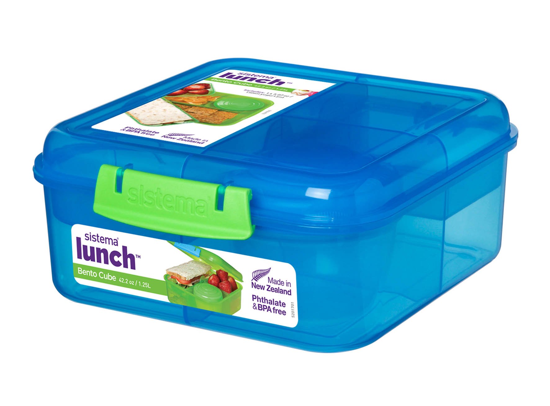 Sistema Lunch Bento Cube mit Fruit-Joghurt Topf, mehrfarbig, 1,25 Liter (Sortiert, Zufallsfarbe)