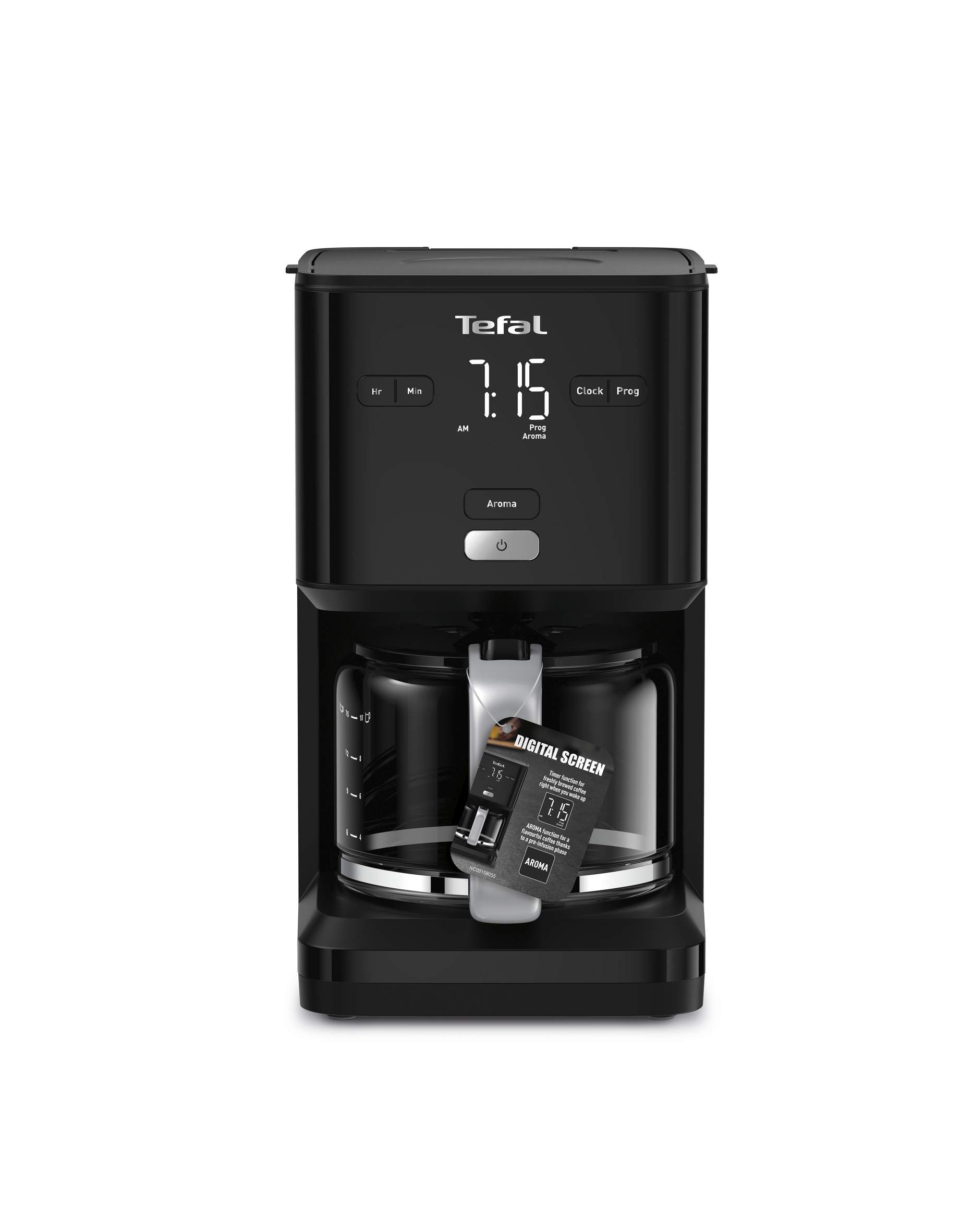 Tefal Smart & Light TT640810 Toaster, digital, 7 Positionen, Schwarz Cafetière Schwarz
