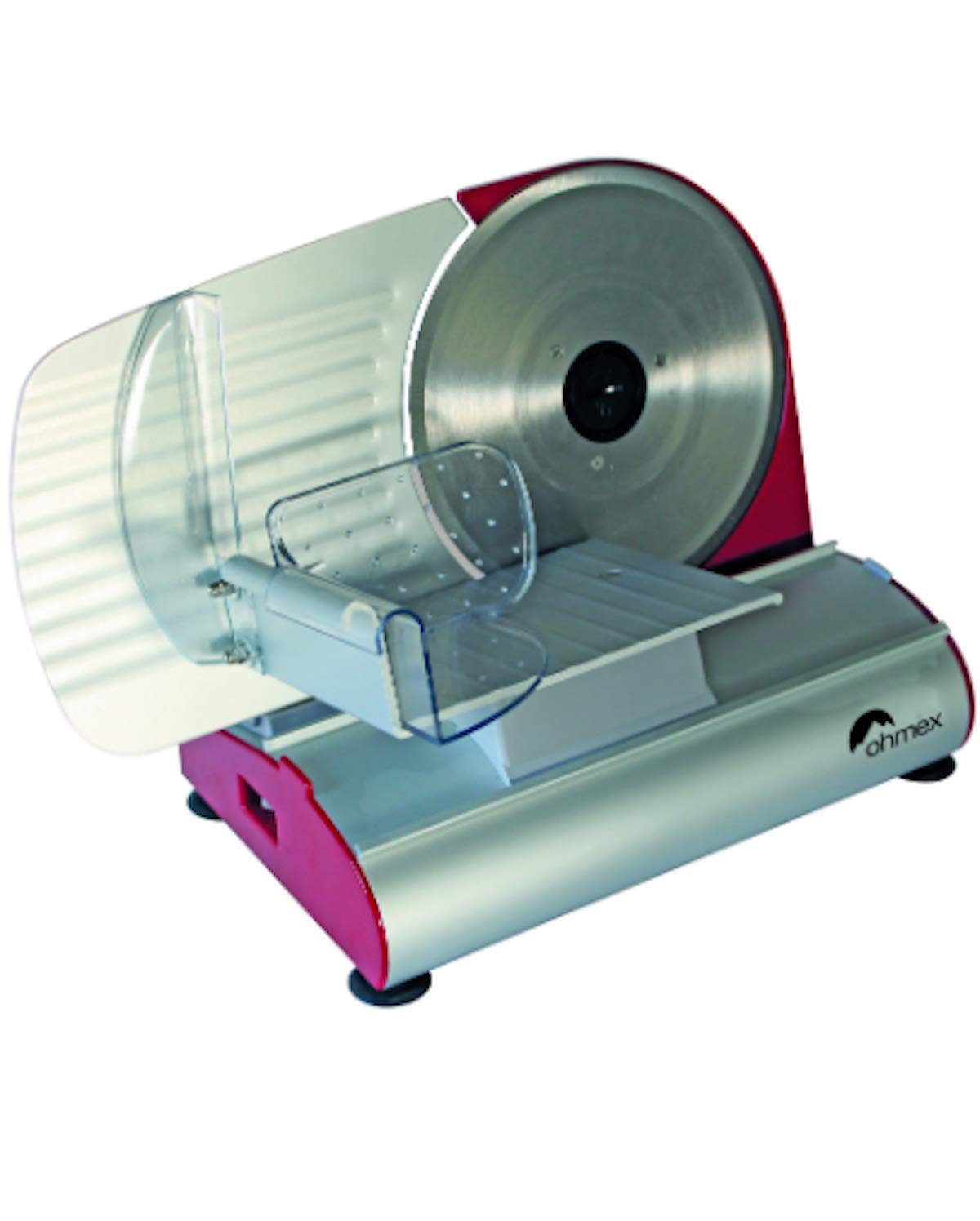 Ohmex OHM-Mary-Elektro-Allesschneider, 200 W, Leistung 230 V ~ 50 Hz, Klinge 220 mm, Schnittleistung 120 x 150 mm, 200 W, silberfarben