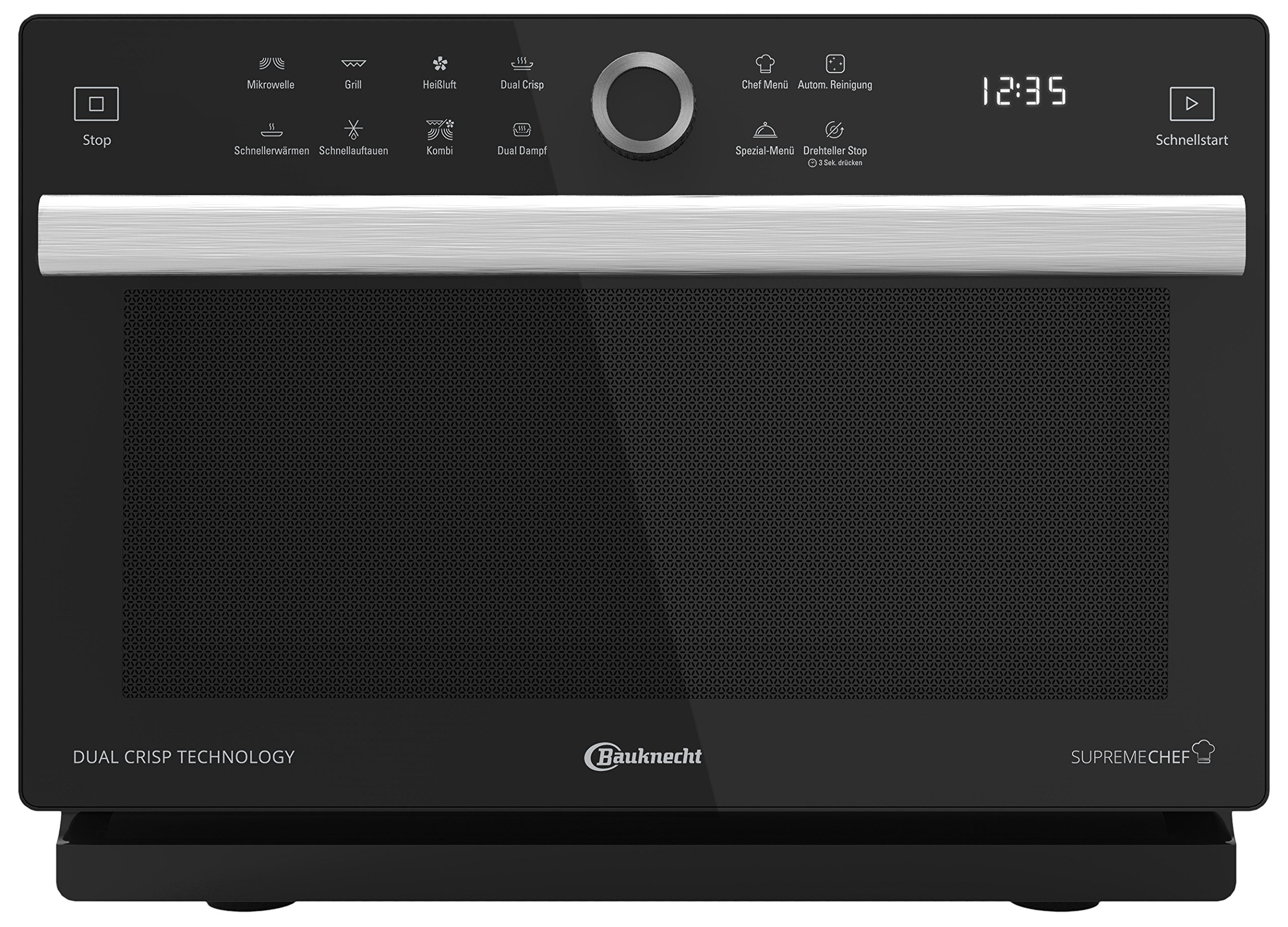 Bauknecht Supreme Chef MW 339 SB Mikrowelle mit Grill und Heißluft, Standgerät, 900 Watt, 33 Liter Garraum, grau, schwarz