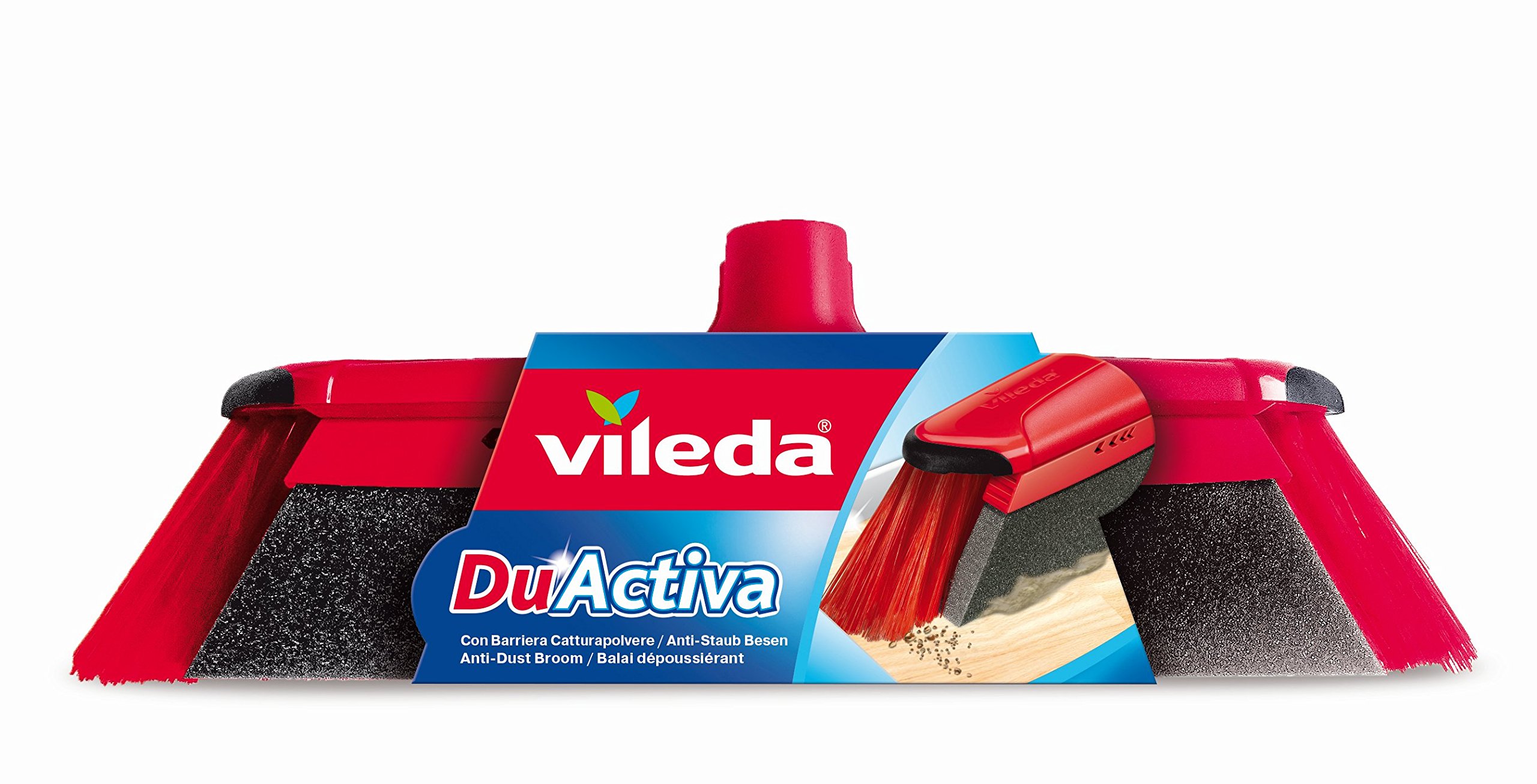 Vileda Duactiva Besen für den Innenbereich mit zwei Borsten, mit Nestchen, 10.5 x 35 x 6 cm - 299 g