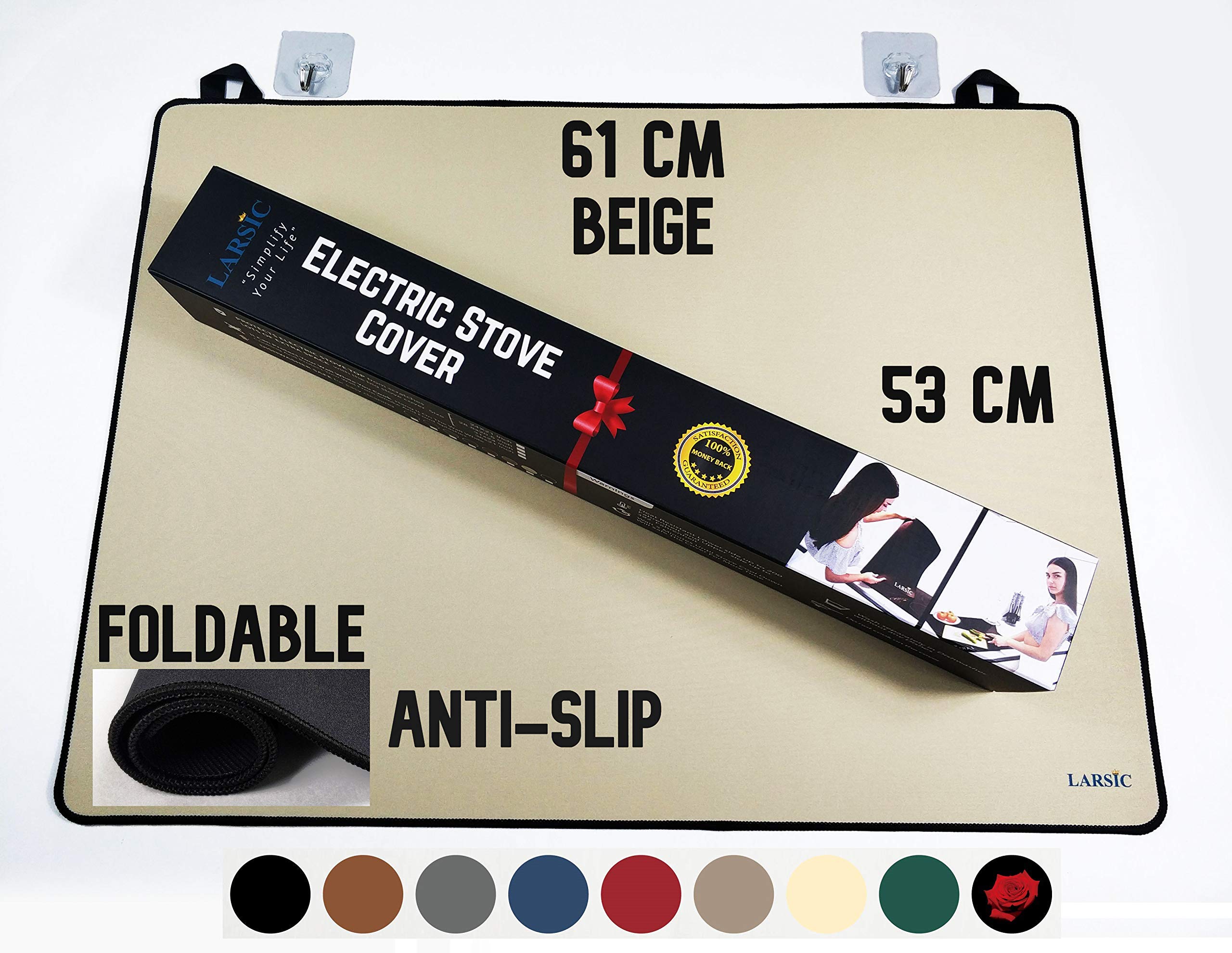 Larsic Herdabdeckplatte – dicke Naturkautschukplatte schützt elektrische Herdplatten Anti-Rutsch-Beschichtung, wasserdicht, hitzebeständig, faltbar. Verhindert Kratzen, erweitert den Nutzraum 24X21 rot