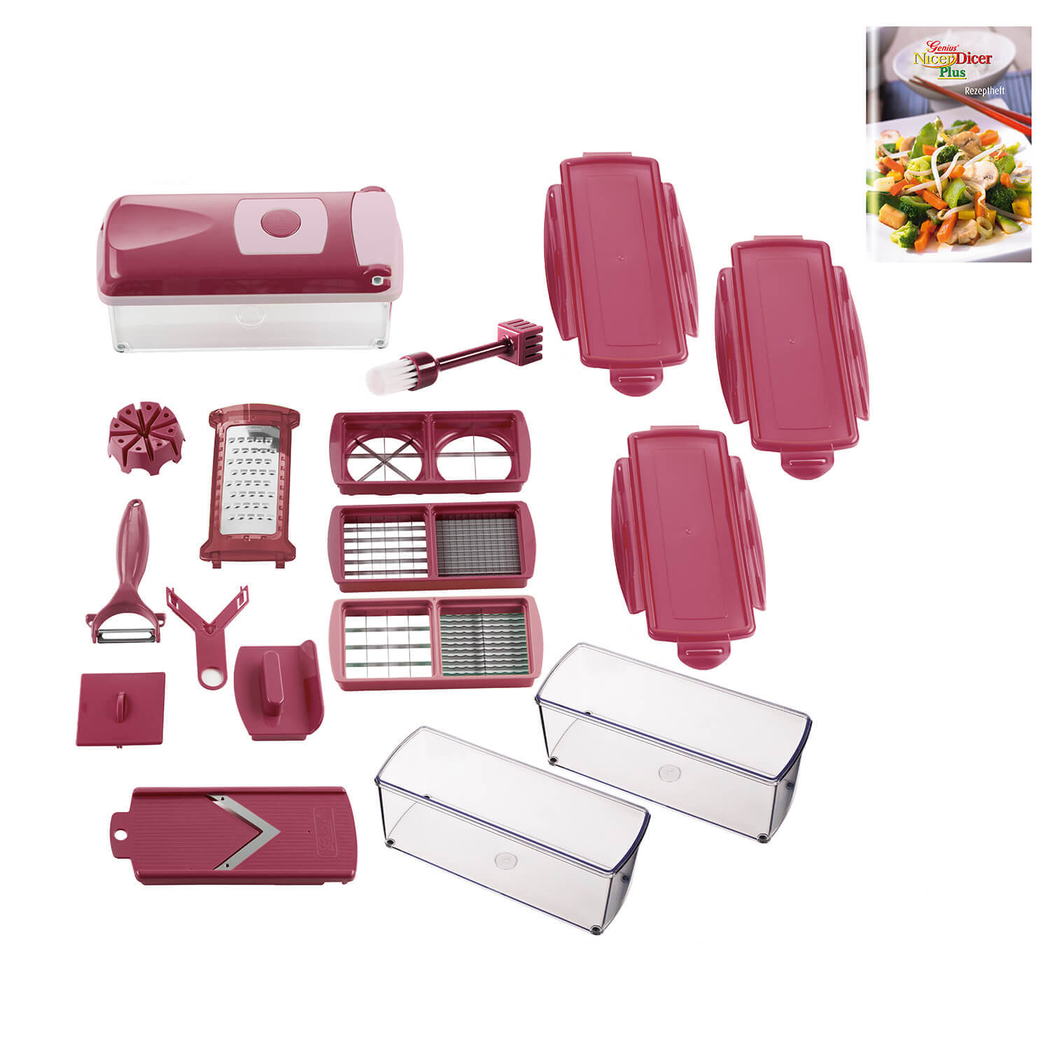 Nicer Dicer Plus 18 Teile dunkelrot