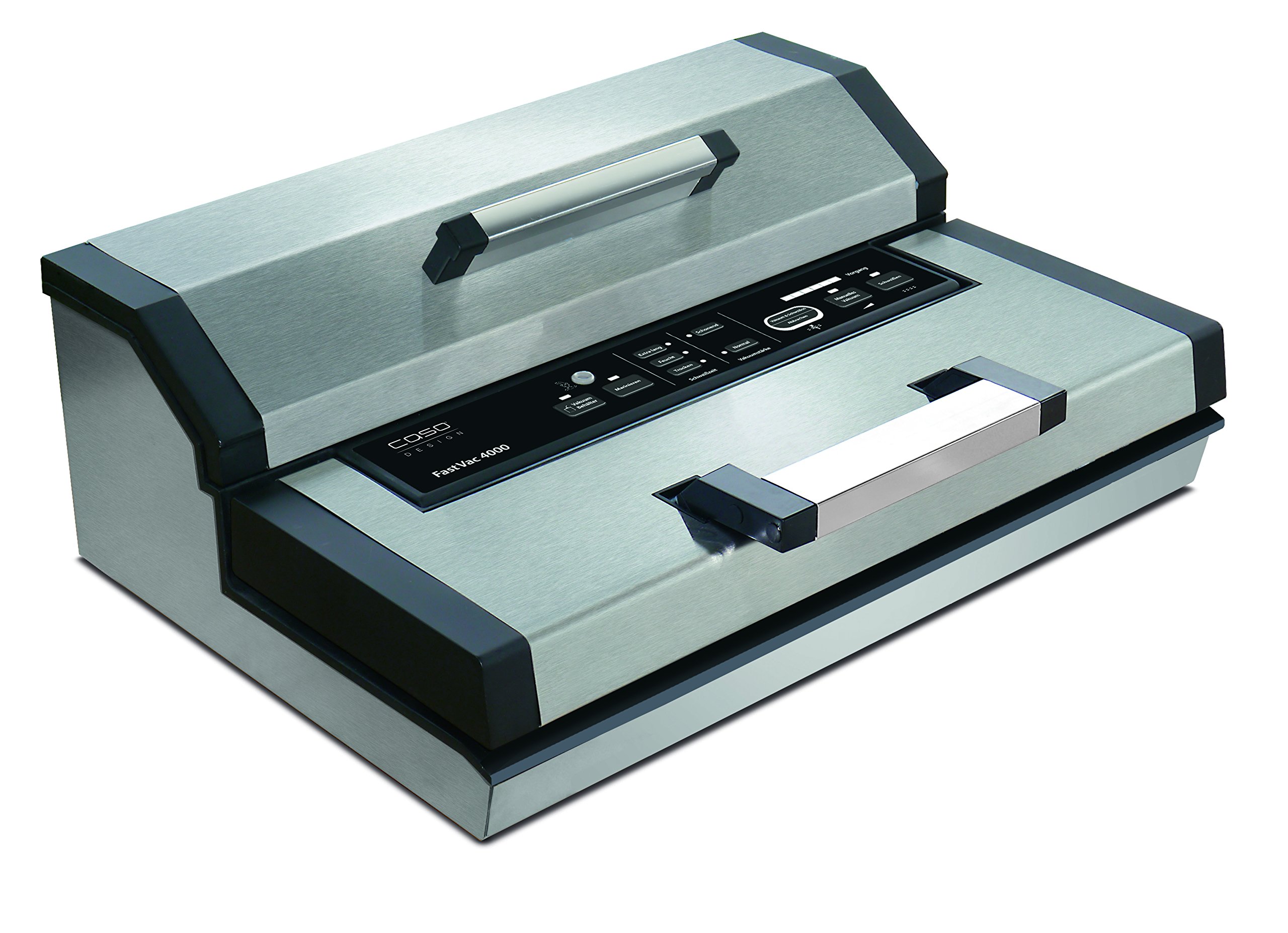 Caso 1405 FastVac 4000 Gewerbevakuumierer, regulierbare Vakuumstärke (f. weiche Lebensmittel), Beutel und Rollen bis 40cm Breite, starke Vakuumpumpe 20L-Minute