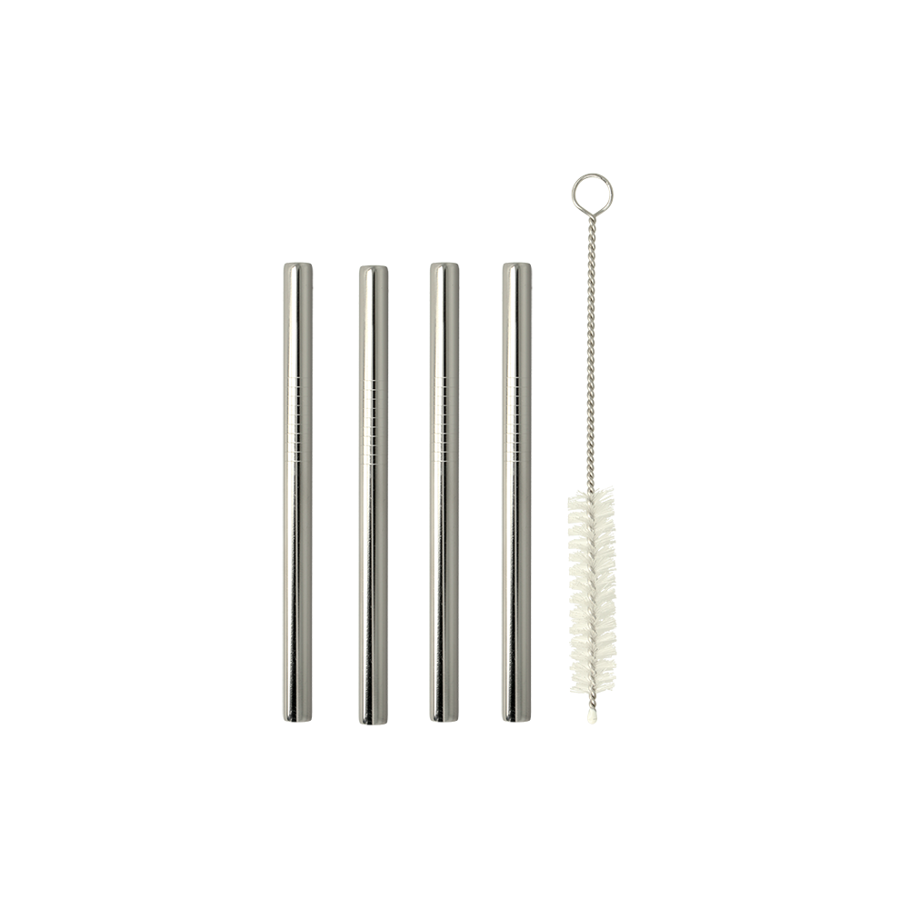 strohhalme mit Bürste 12,5 x 0,8 cm Edelstahl silber 4 Stück